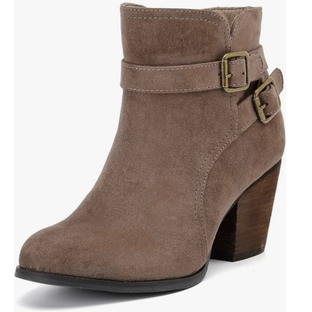 Luoika Women's 8.5 Wide Width Ankle Boots - Brown Short Block Heel Side Zip New